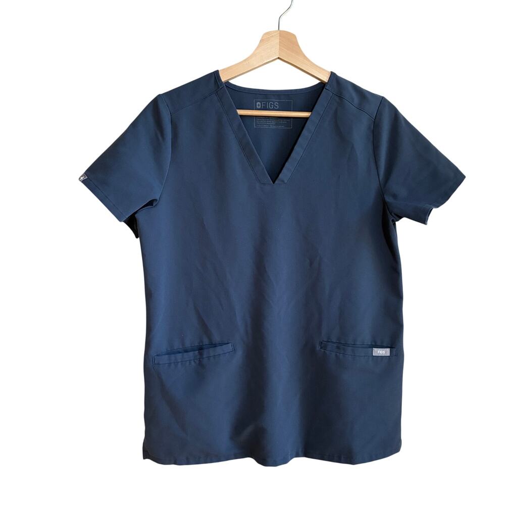 Figs Technical Collection navy blue casma v-neck scrubs top women's size small